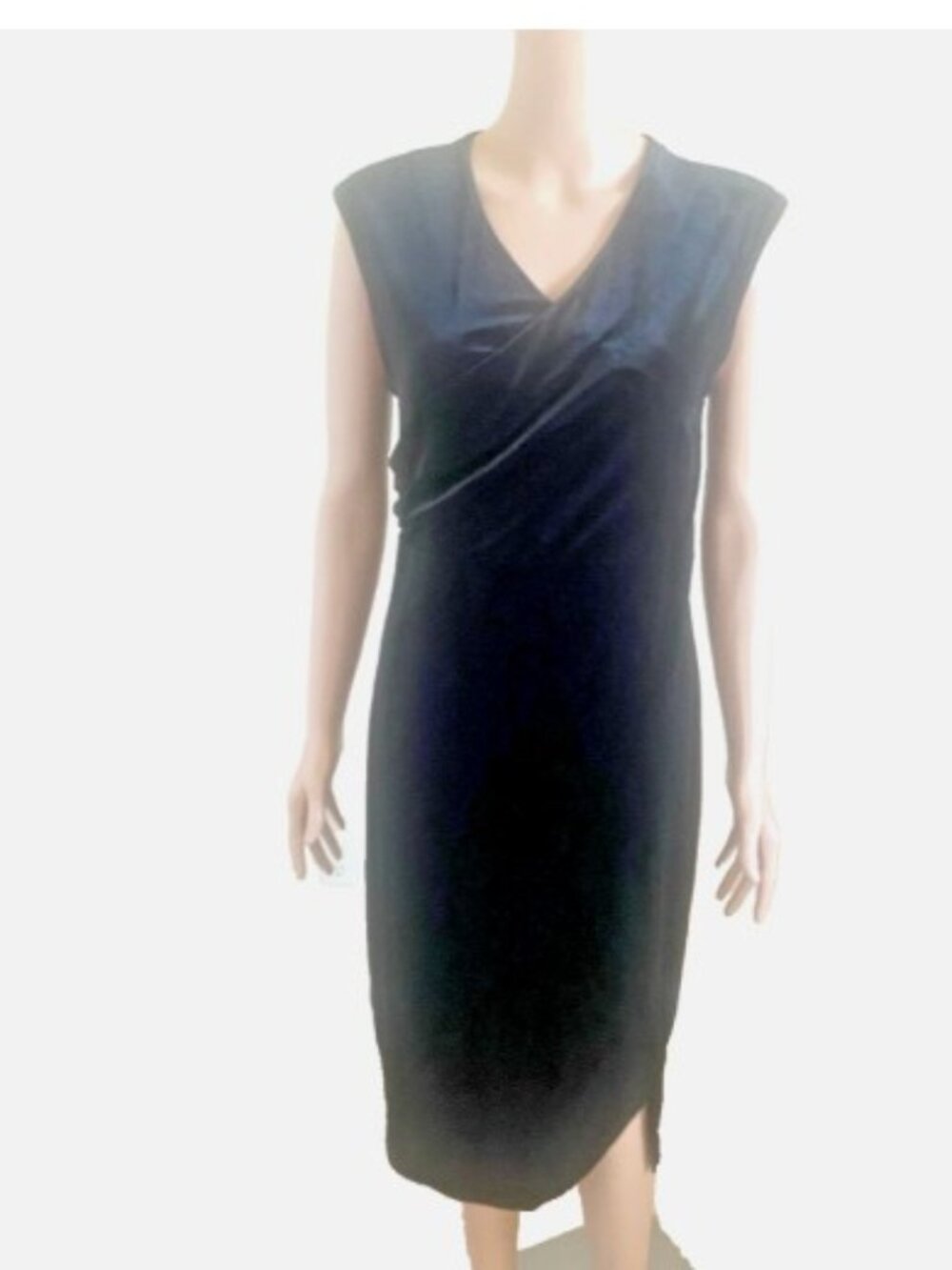 NWT T TAHARI Tulia Faux Wrap Velvet Midi Dress, SP Small Petite